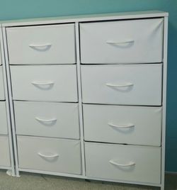 8‑Drawer White Fabric Dresser w/ Wooden Top