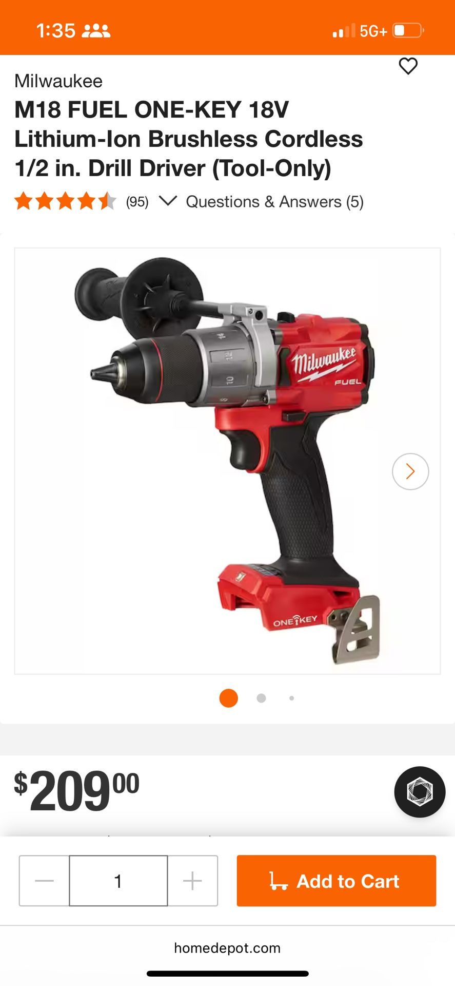 New Milwaukee M18 1/2 Inch Drill With Handle And Key One Technology. 
