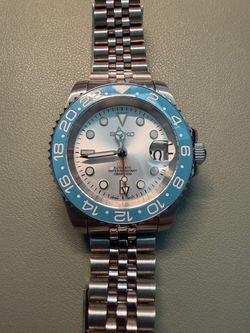 Custom Seiko Automatic GMT Mod – Ice Blue Dial – Watch Trade