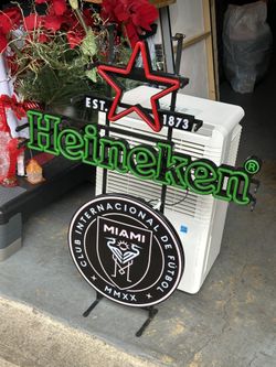 Inter Miami CF Soccer Heineken Neon Sign Needs Power Cord 27x33.5