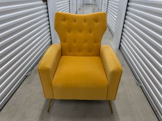 Mustard Yellow Velvet Accent Chair – Gold Legs