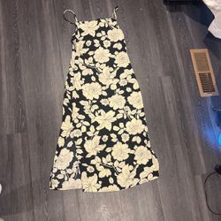 Floral Black and Off-White Flowy Dress