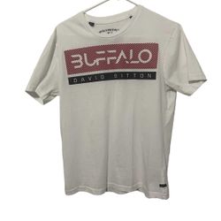 Buffalo David Bitton T-Shirt Men’s Small Short Sleeve White Crew Neck Slim Tee