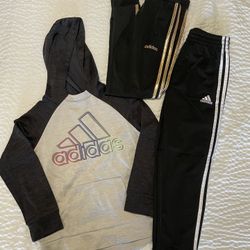 Adidas Hoodie & 2 Jogging Pants Like New- Girl Size 8