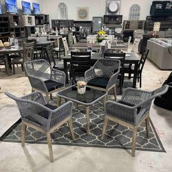5 Pcs Two-Tone Outdoor Furniture Set, Gray and Black Color, SKU#10BS00-OUT