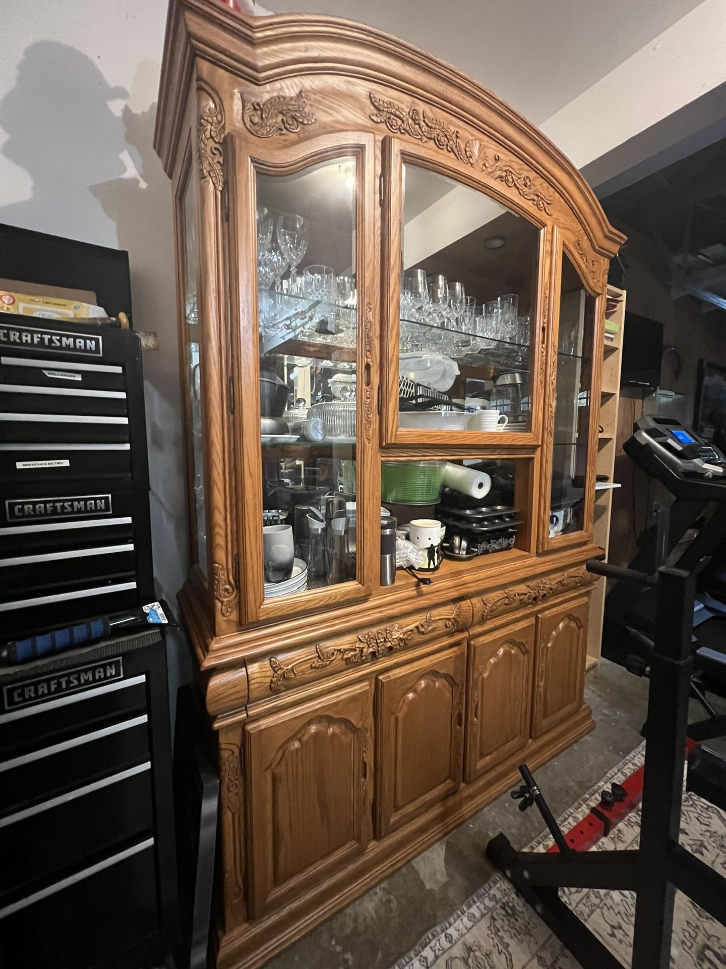 Solid Oak China Hutch 