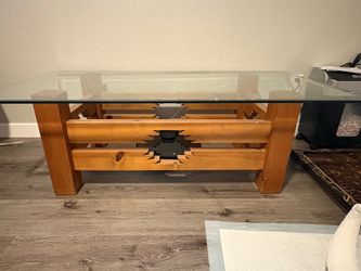 Navajo Themed Glass Top Coffee Table
