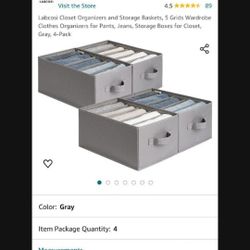 4 Pack Of Clothes Organizers