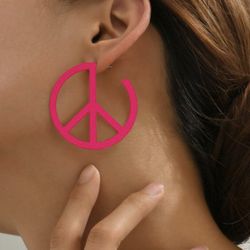 Hot Pink Peace Sign Earrings 