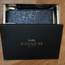 Coach Small Wristlet With Star Glitter Midnight 