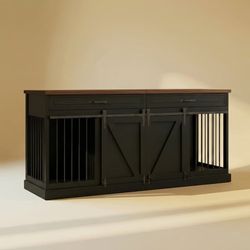 Large double crate with sliding barn doors and two built-in drawers