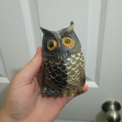 Vintage hand carved horn owl