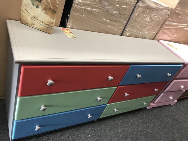 Six Drawer Multicolored Long Dresser Chest Furniture In Tulare