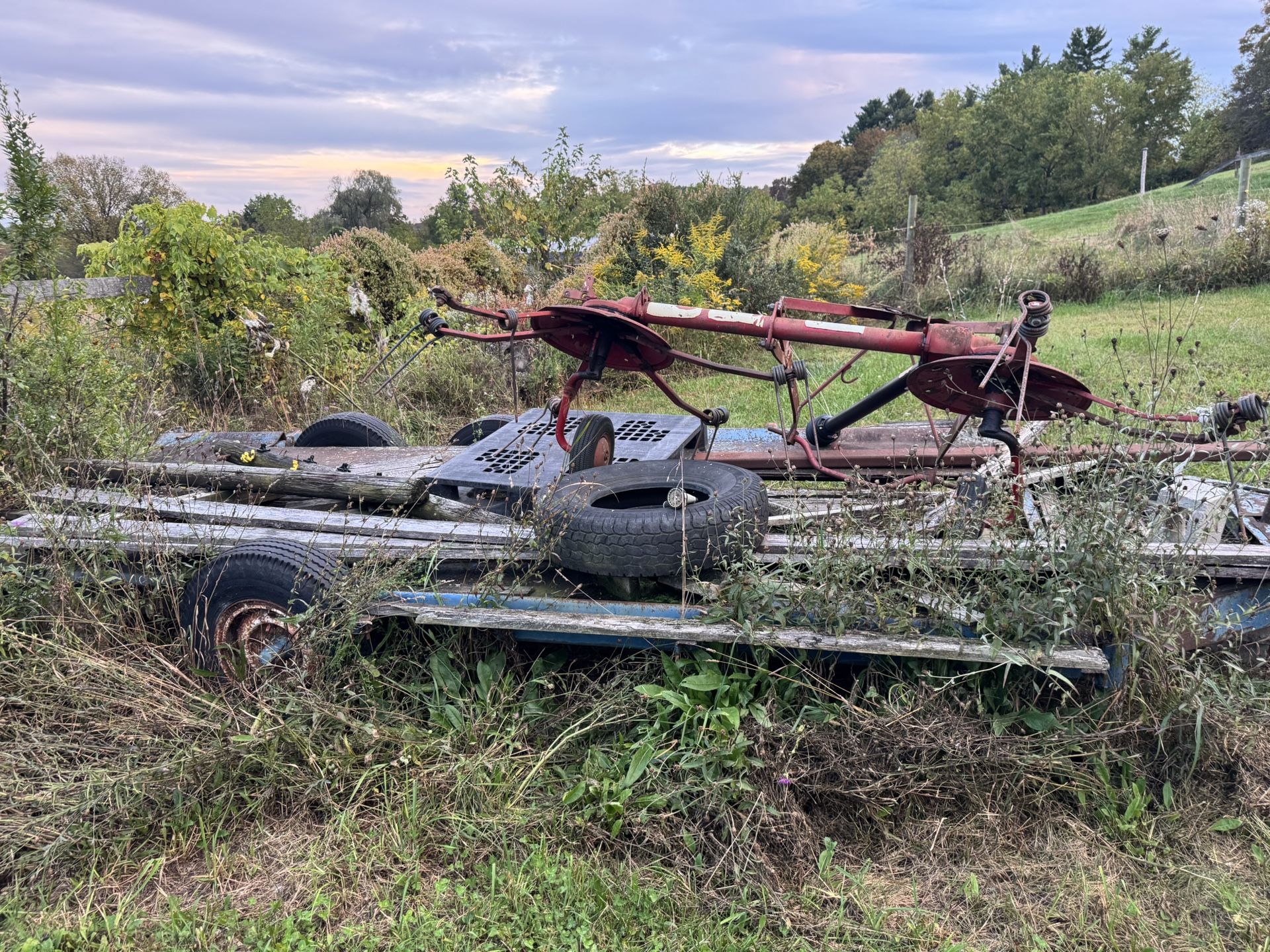 Old Trailer, Tires & Hay Tedder
