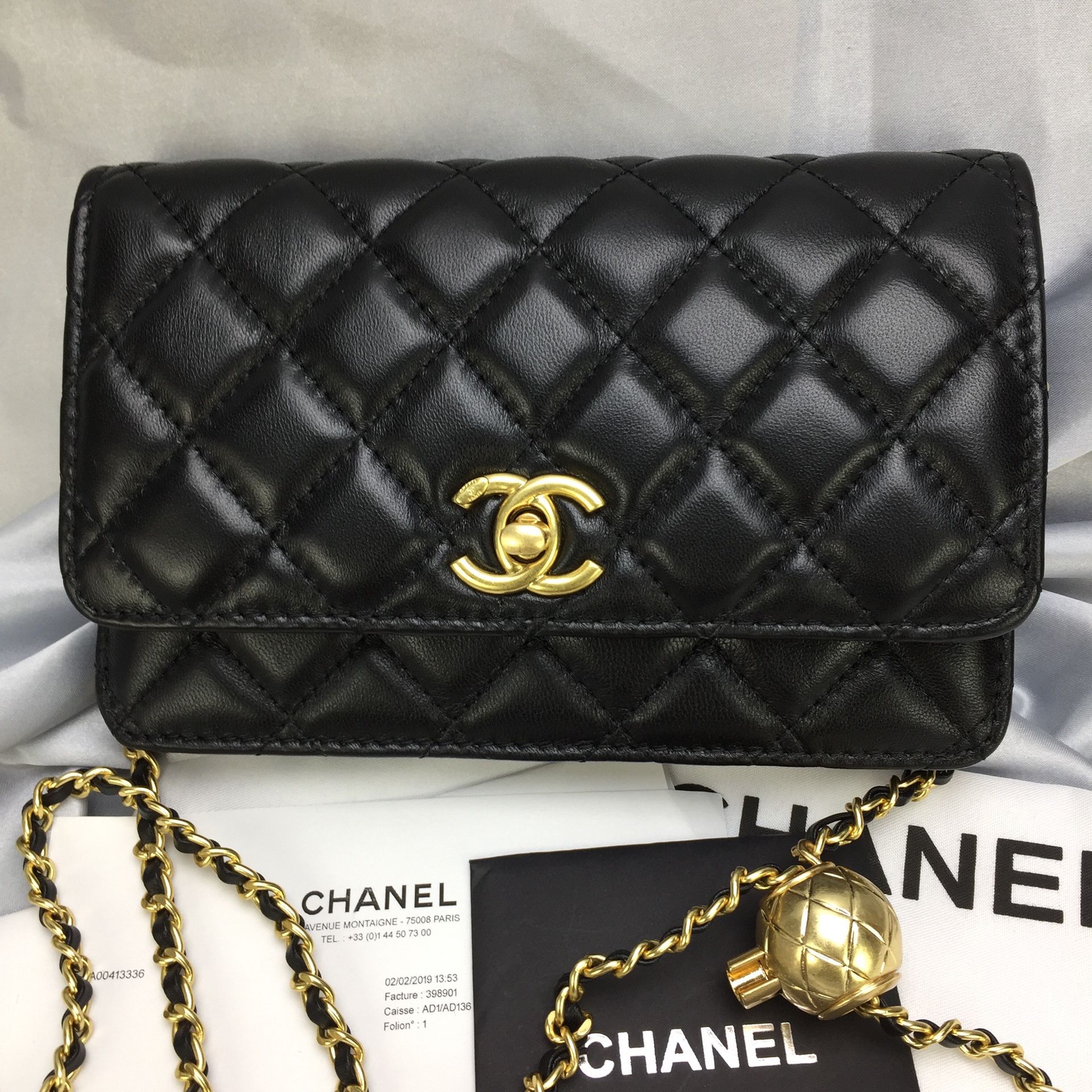 Chanel bag diamond pattern small gold ball bag ladies chain bag