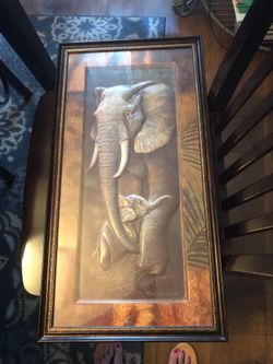 Safari Elephant mother & baby close-up art print