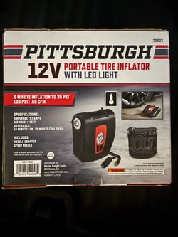 Pittsburgh 12V Portable Tire Inflator with LED Light