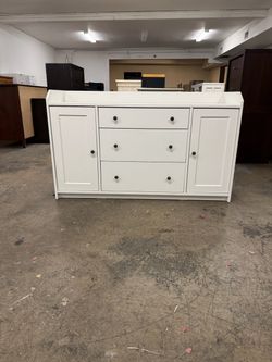 White Buffet Sideboard Cupboard with Drawers & Storage