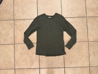 Sol Angeles Henley 3 Button Up Long Sleeve Dark Green Mens Sz Large Los Angeles