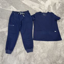 Large FIGS Navy Blue scrub set