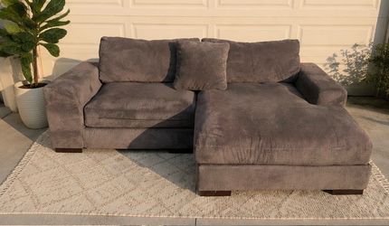 🤍 Beautiful Gray Sectional Sofa with Chaise Deep Seat, Comfy Cushions