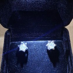 14k White Gold Star Earrings 
