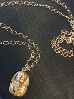 Pharaoh Pendant necklace / 24” inch long rolo chain