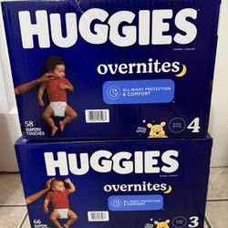 Huggies Baby Diaper Size 3 (66 count) and Size 4 (58 count) 2 x $45