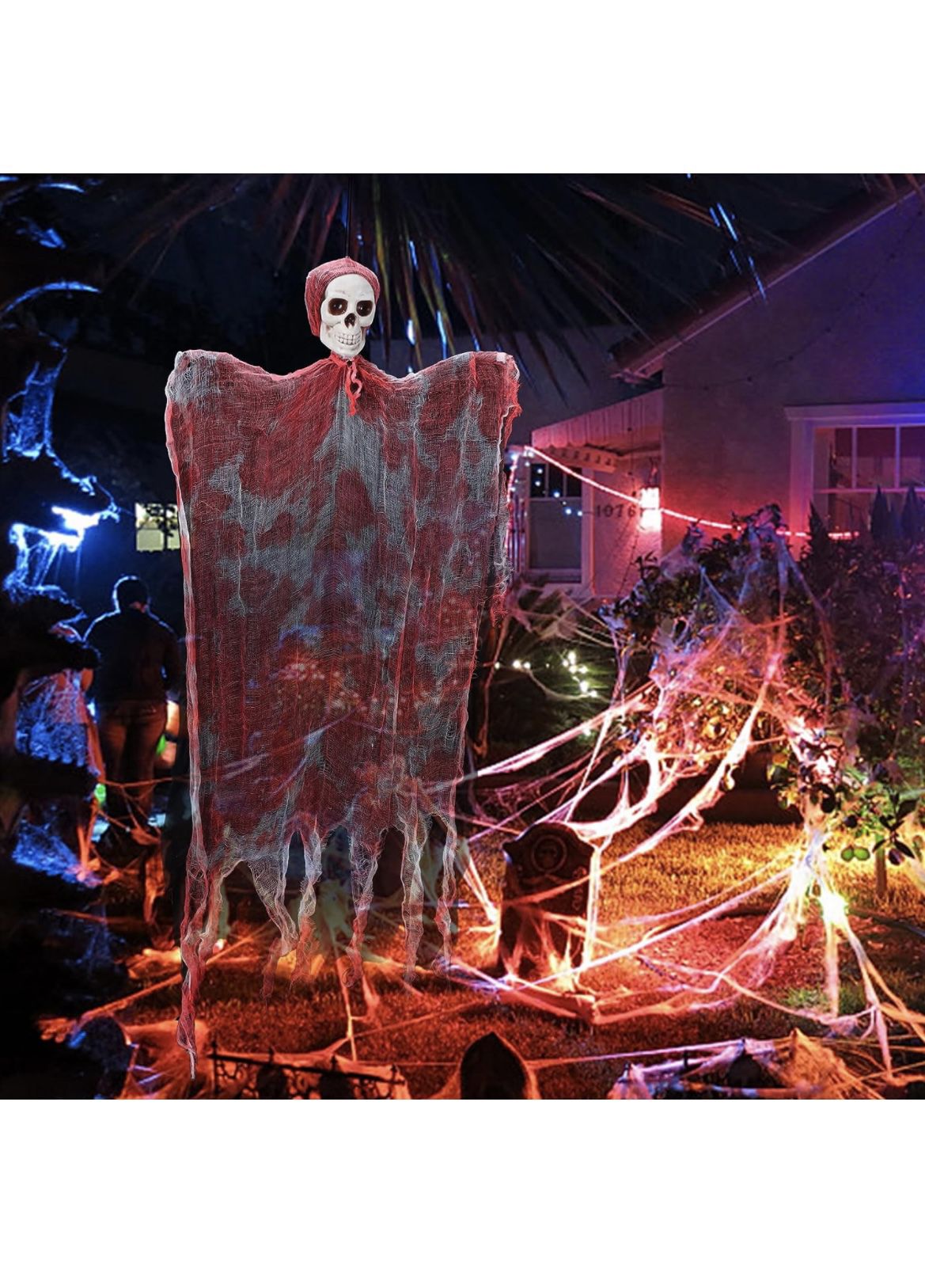 Halloween Outdoor Decorations Hanging Skeleton Ghost
