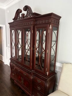 Large ornate china cabinet / display hutch