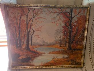 Old Painting in Frame with Inscription dated 1971