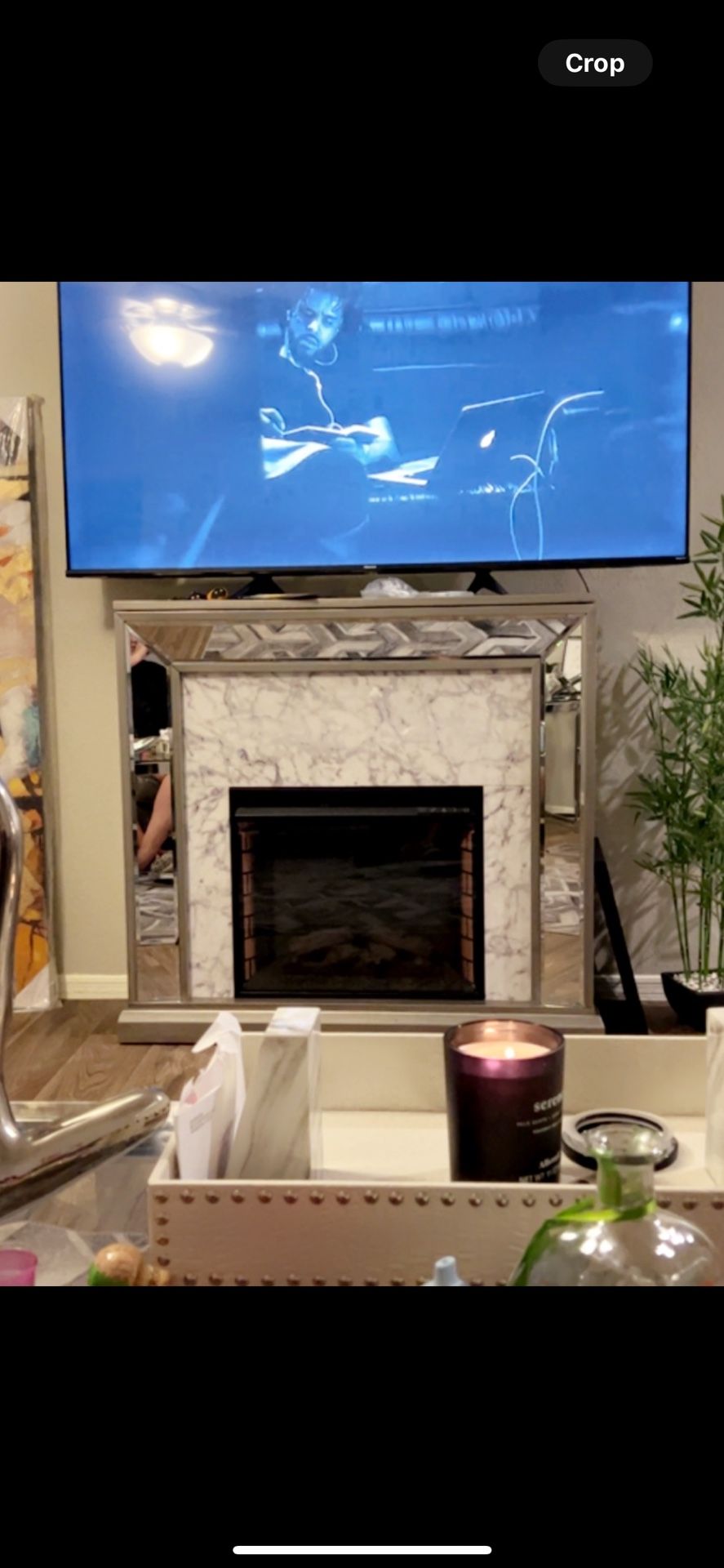 Tynchel Mirrored Faux Marble Fireplace