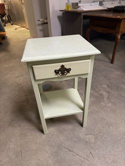 Painted Wood Nightstand with Drawer and Shelf