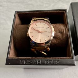 Michael Kors Watch Rose Tone Tortoise Twist Chain Link Ladies' Watch