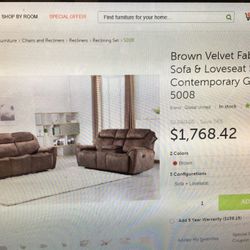 Bran New Global United Sofa Recliner Dark Brown