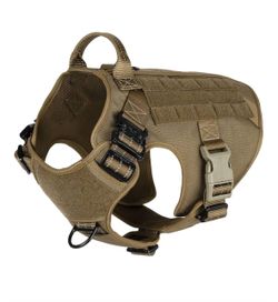 Tactical Dog Harness,X-Large Size, Working Dog MOLLE Vest with Handle, No Pulling Front Leash Clip,