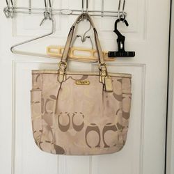 COACH GOLD METALLIC LARGE HANDBAG  NETURAL COLORS #F19675