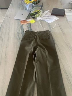 Olive Green Wide-Leg Military Style Trousers small mens