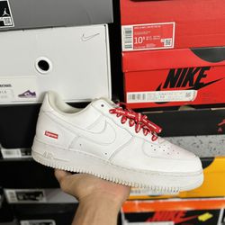 Nike Air Force 1 Low Supreme White size 10.5 USED But Clean
