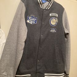 Funko Men  Gray Letter Man Varsity Jacket / HQ Patch Size M  