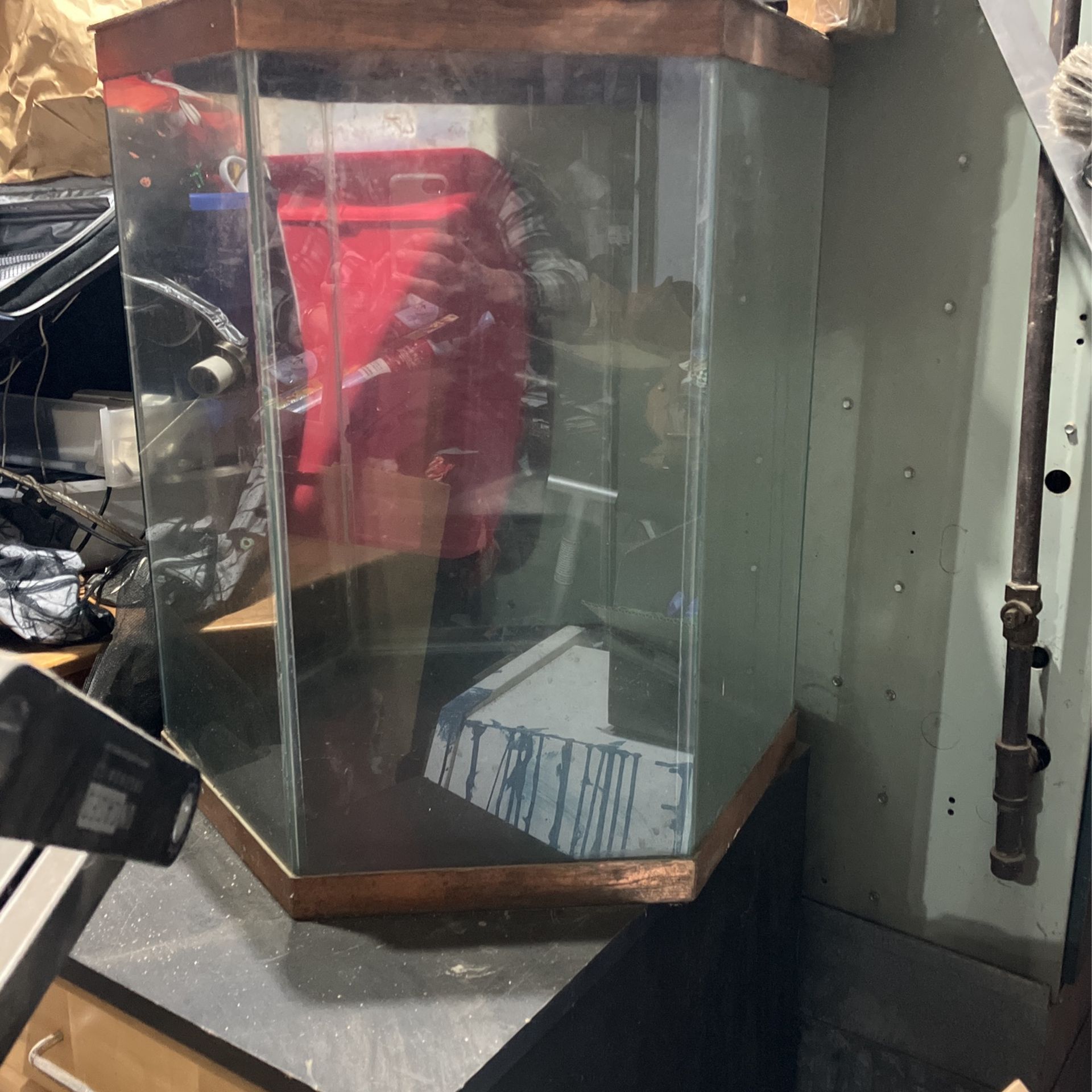 Vintage GLASS Hexagon 55 Gal FISH TANK