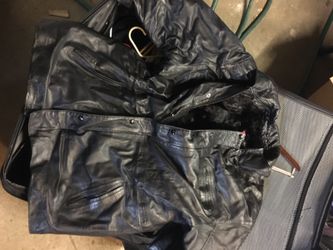 Men warm leather jacket - large