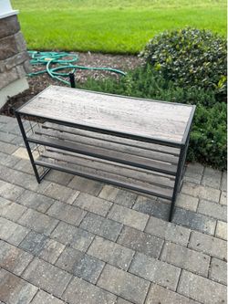 Industrial Entryway Shoe Rack with Wood Top