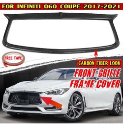 2017-2022 Infiniti Q60 Carbon Fiber Style Front Grille Surround Trim Cover