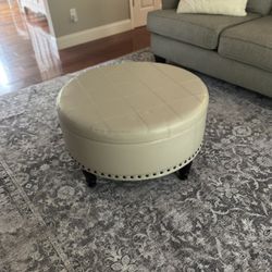 Cream Storage Ottoman 