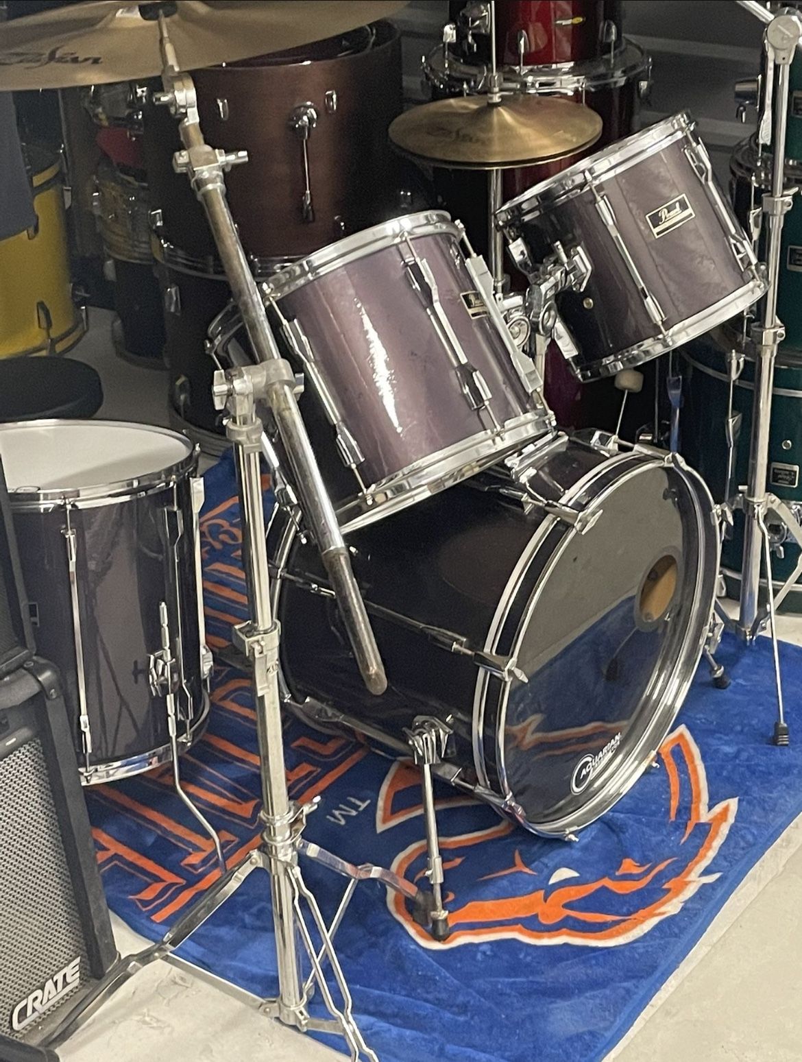 Vintage 5 Piece Pearl Export Series Drumset W/ Cases