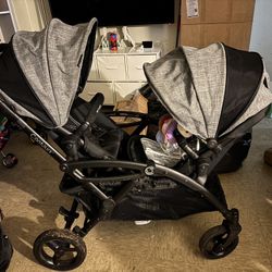  Contours Options Elite V2 Convertible Lightweight Tandem Double Stroller Infant and Toddler, Reversible Easy-Lift Seats, Spacious Seating, Height Adj