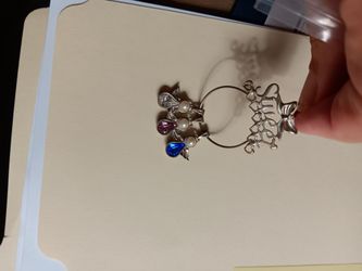 925 Charm Holder w Angels..sterling