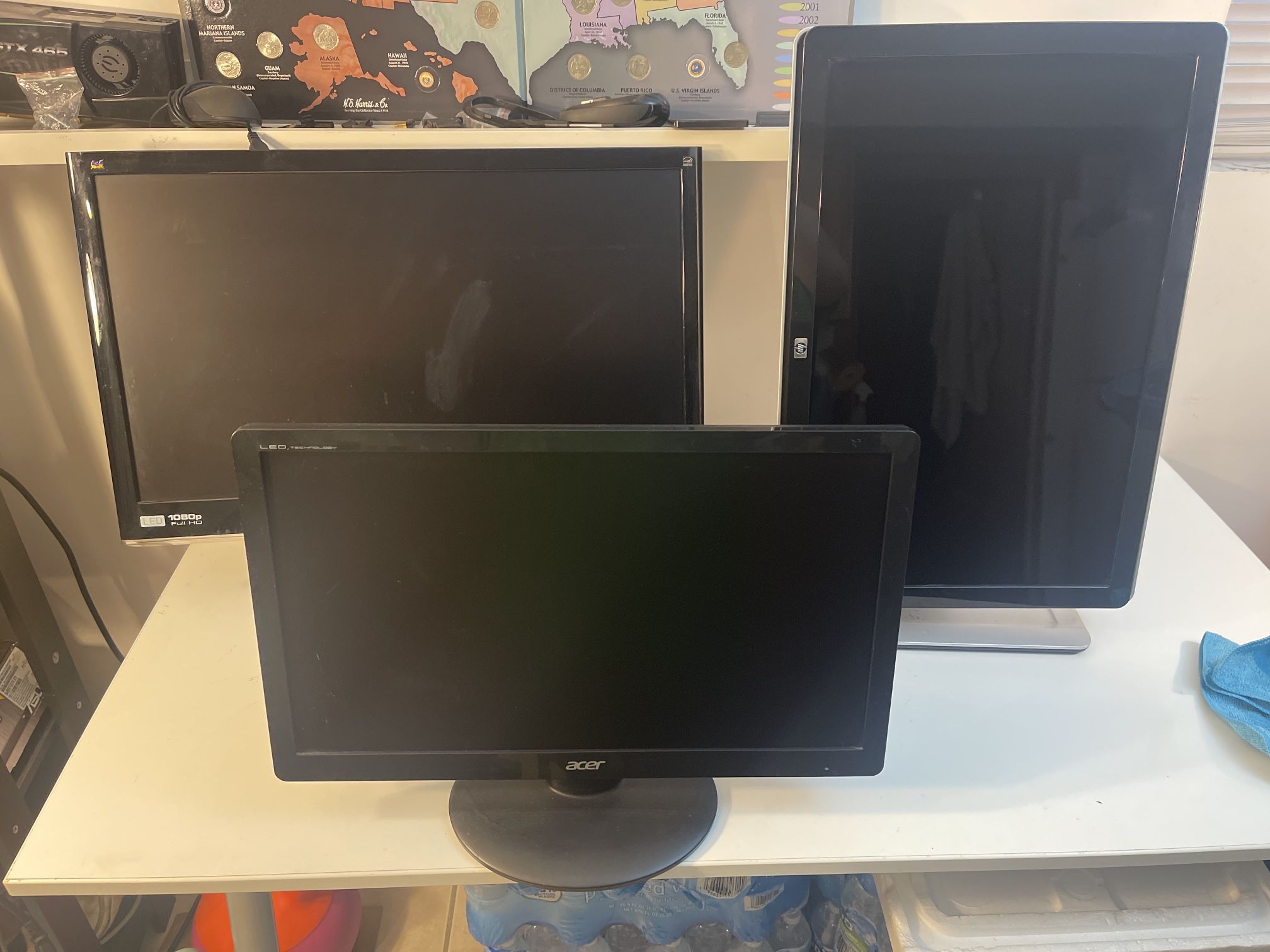 Triple Monitor Bundle – 24” ViewSonic, 22” HP, 20” Acer – All Tested & Working