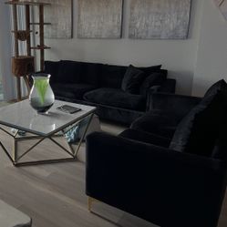 Black Sofa Set With Gold Legs